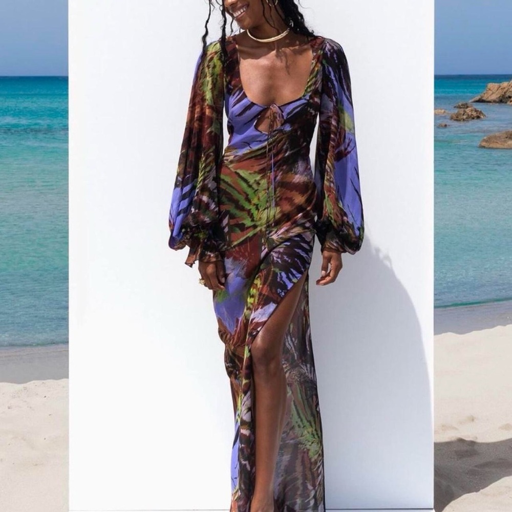 Rat & Boa Daliana Semi-Sheer Long Sleeve Maxi Dress XS